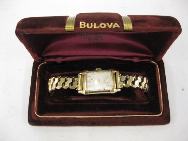 Appraisal: Bulova Man's Wristwatch gold-filled rectrangular case vintage with original box