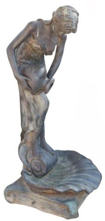 Appraisal: Large patinated bronze sculptural garden fountain Venus with Urn signed