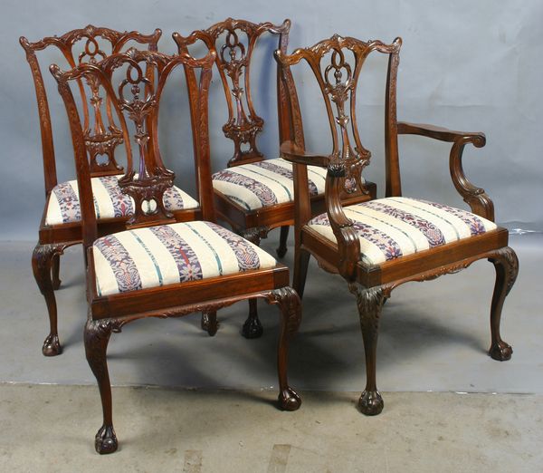 Appraisal: Set of four th Century Chippendale mahogany chairs h EST