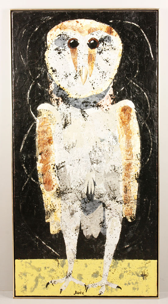 Appraisal: - Zerbe Barn Owl Encaustic Karl Zerbe - Barn Owl