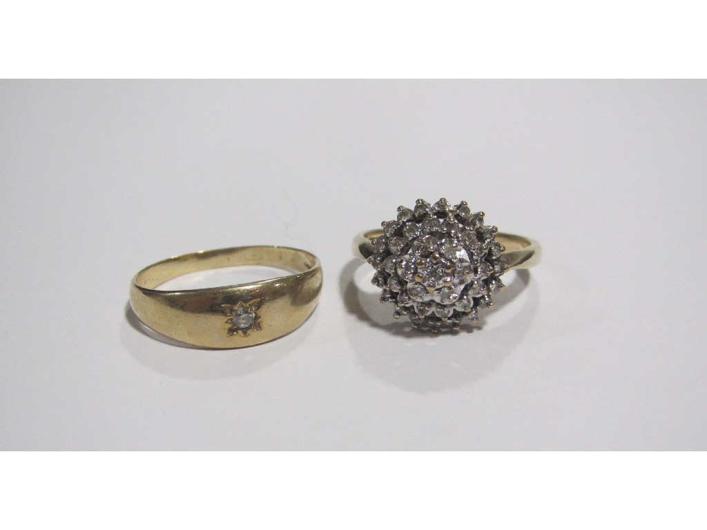 Appraisal: Lot comprising a ct gold single stone diamond gypsy ring