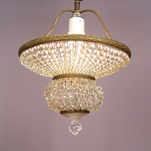 Appraisal: MINIATURE CRYSTAL CHANDELIER Single light under faceted crystal beads ''