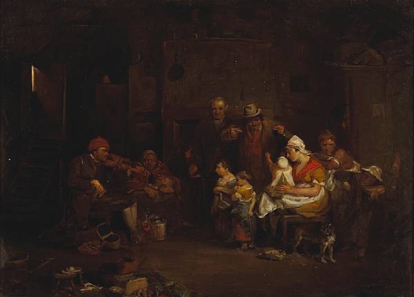 Appraisal: After Sir David Wilkie RA The blind fiddler oil on