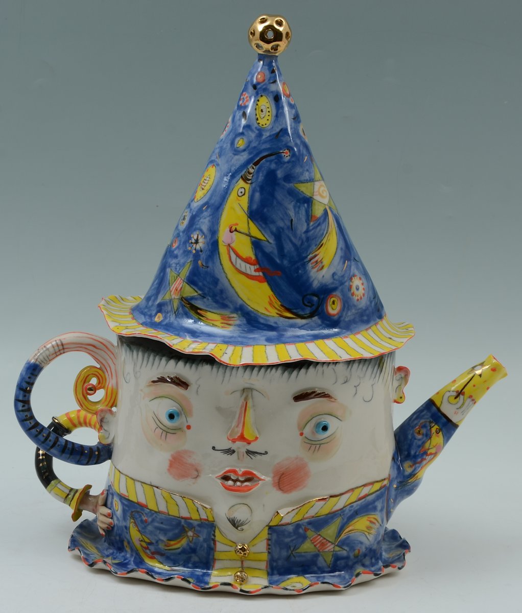 Appraisal: IRINA ZAYTCEVA WHIMSICAL PORCELAIN FIGURAL TEAPOT Part of a part