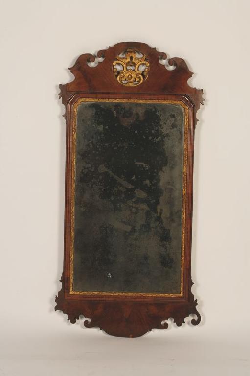 Appraisal: A GEORGE III CHIPPENDALE STYLE WALNUT WALL MIRROR with a