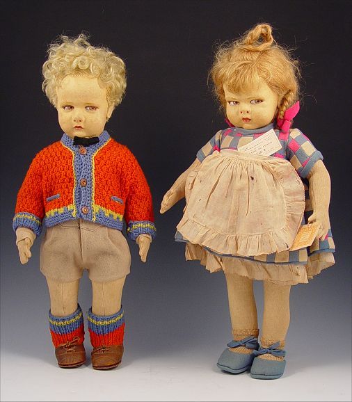 Appraisal: VINTAGE ITALIAN LENCI DOLLS A BOY AND A GIRL Blond