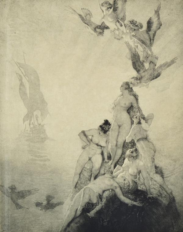 Appraisal: NORMAN LINDSAY - Unknown Seas etching engraving and stipple NORMAN