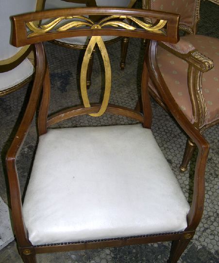 Appraisal: Baker Furniture Mahogany and Parcel-Gilt Armchair in the Regency manner