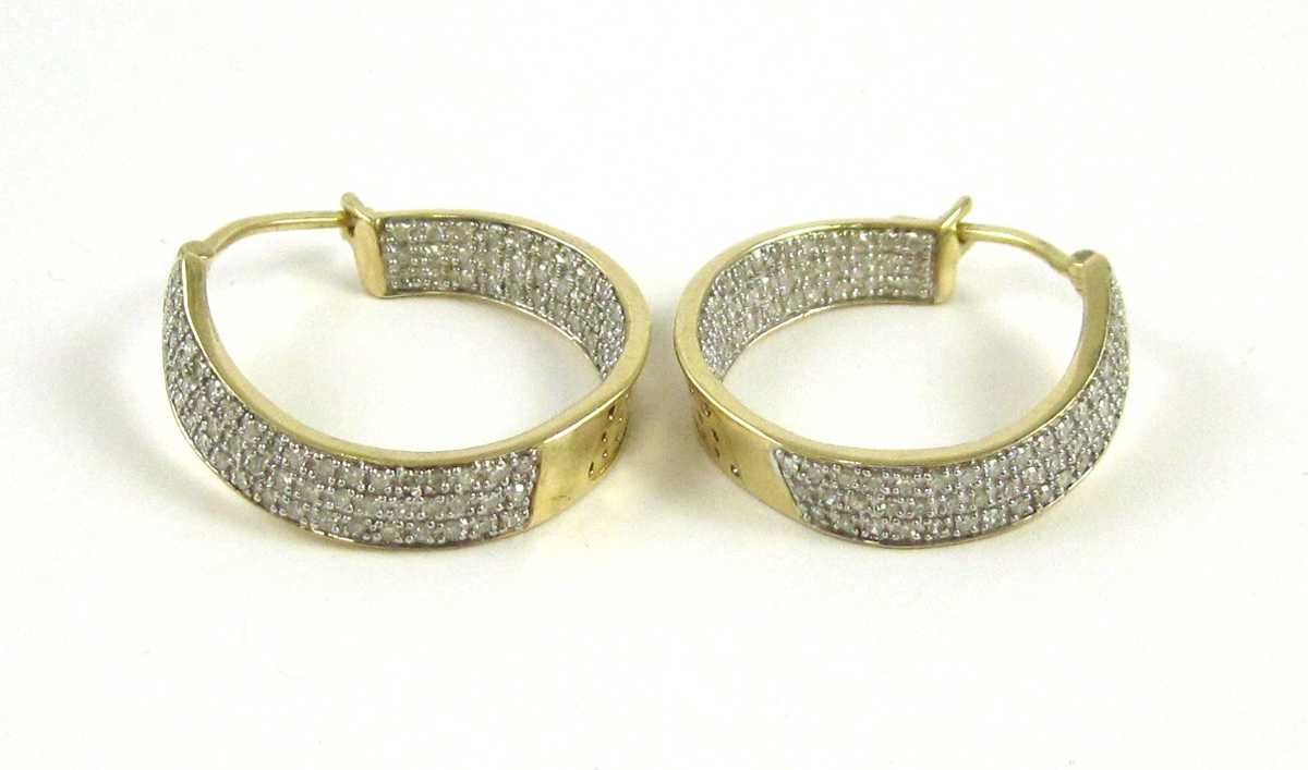 Appraisal: PAIR OF LAURA RAMSEY DIAMOND HOOP EARRINGS each k yellow