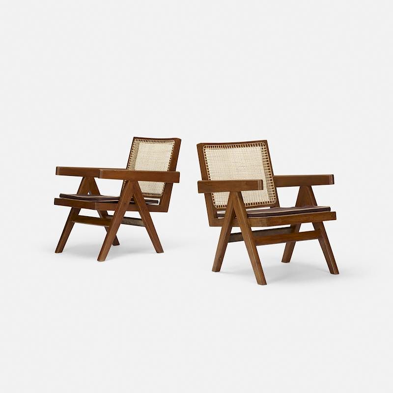 Appraisal: Pierre Jeanneret Easy armchairs from Chandigarh pair Pierre Jeanneret Easy