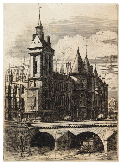 Appraisal: CHARLES MERYON Two etchings La Tour de l'Horloge x mm