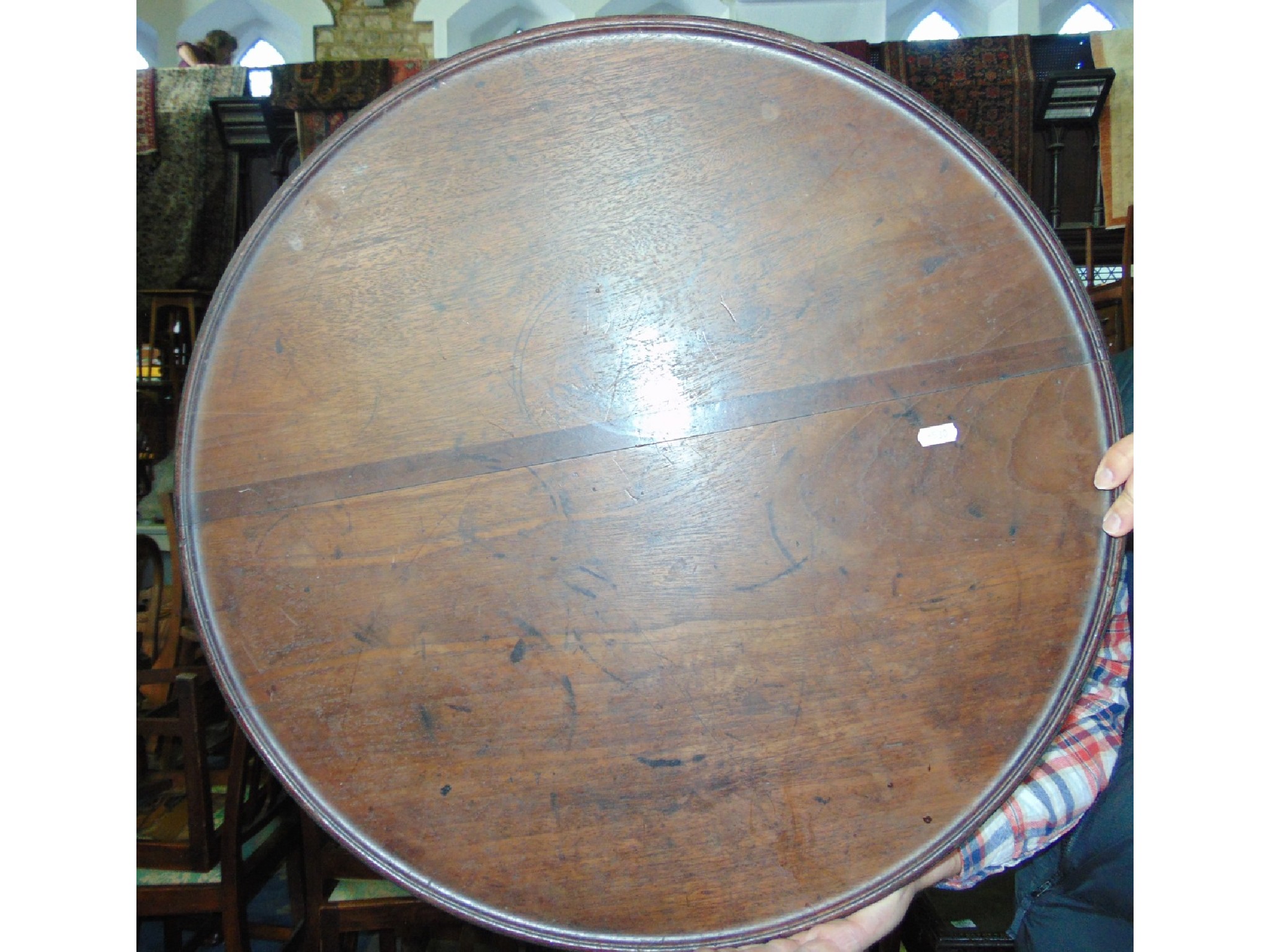 Appraisal: A good quality th century mahogany tray of circular form