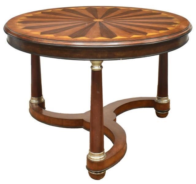 Appraisal: Empire style center table late th c radiating parquetry top