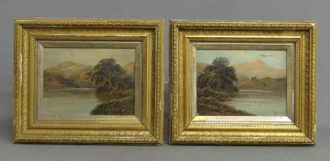 Appraisal: Pair th c oil on artist board Hudson River school