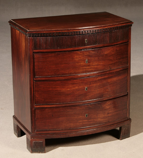 Appraisal: Dutch Neoclassical Style Mahogany Bow-Front Chest of Drawers th Century