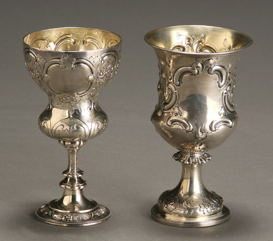 Appraisal: Two Victorian Silver Wine Goblets Richards Brown London Each with