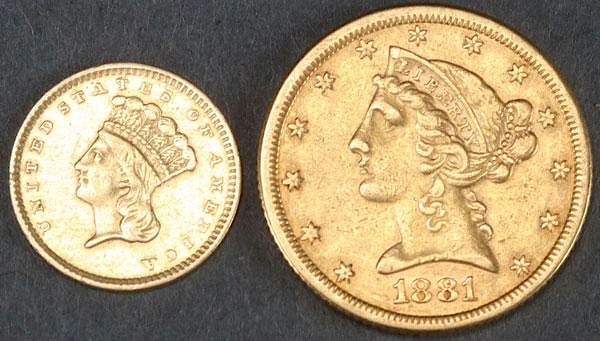 Appraisal: A COLLECTION OF US GOLD AND SILVER COINS A COLLECTION