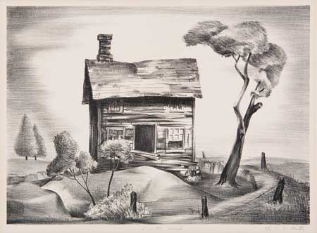 Appraisal: CHARLES ALSTON - Deserted House Lithograph circa x mm x