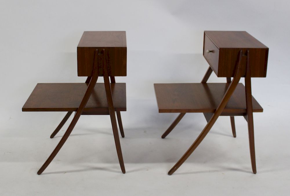 Appraisal: MIDCENTURY Drexel Signed Pair of End Tables Great looking pair