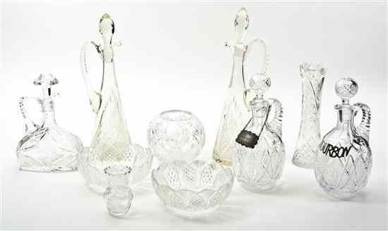 Appraisal: A Collection of Cut Glass Articles comprising decanters vases and