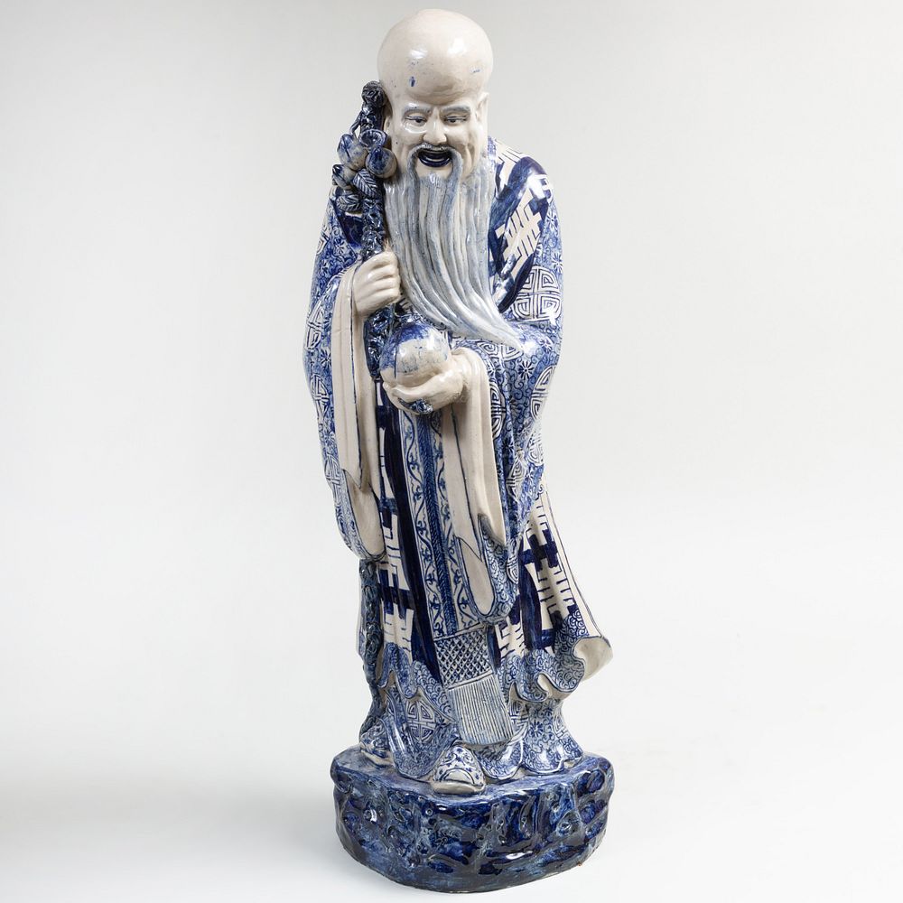 Appraisal: Chinese Blue and White Porcelain Figure of an Immortal Six