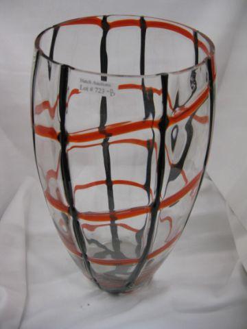 Appraisal: Italian or Czechoslovakian Art Glass Vase fine amberina black squared