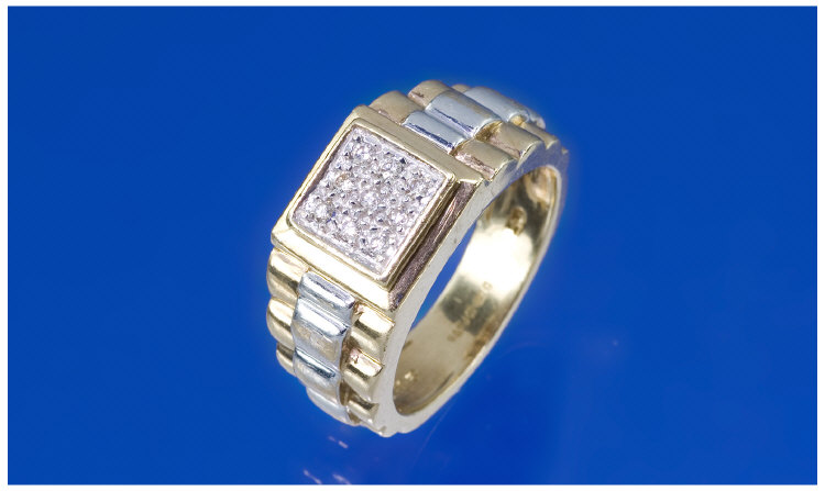 Appraisal: Gents ct Gold Diamond Ring Rolex Style Pave Set With