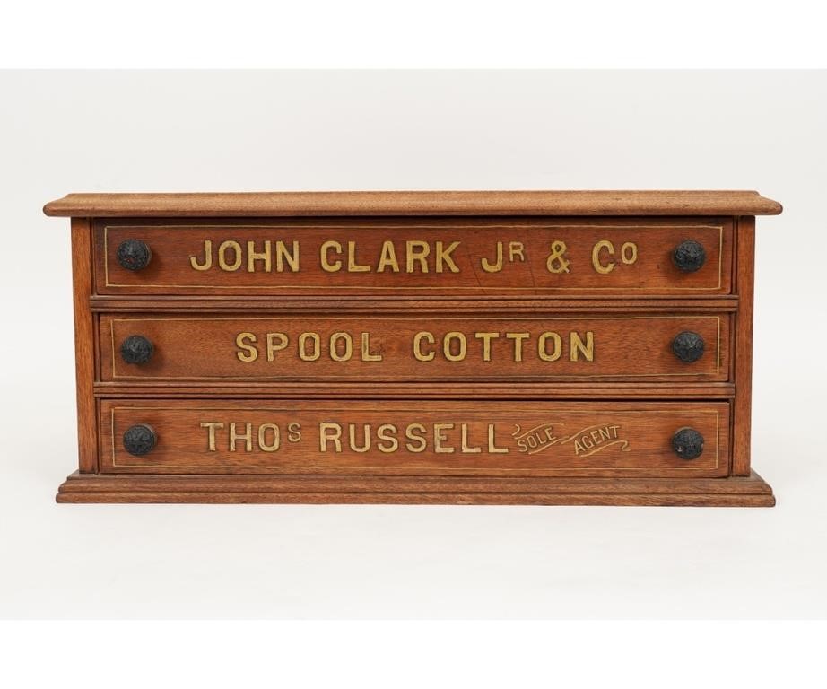 Appraisal: Walnut spool chest by John Clark Jr Co h x