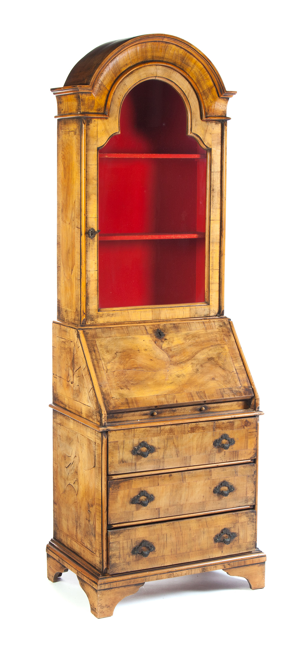 Appraisal: DIMINUTIVE EARLY CHIPPENDALE-STYLE SLANT FRONT SECRETARY European th century fruitwood