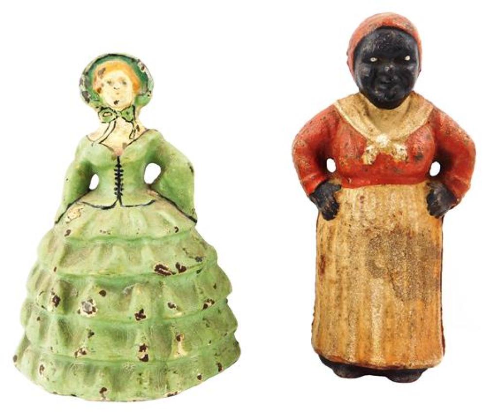 Appraisal: Two cast iron figural pieces with painted finish early th