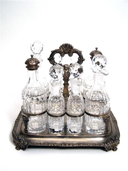 Appraisal: A George III cruet London the large frame of rectangular