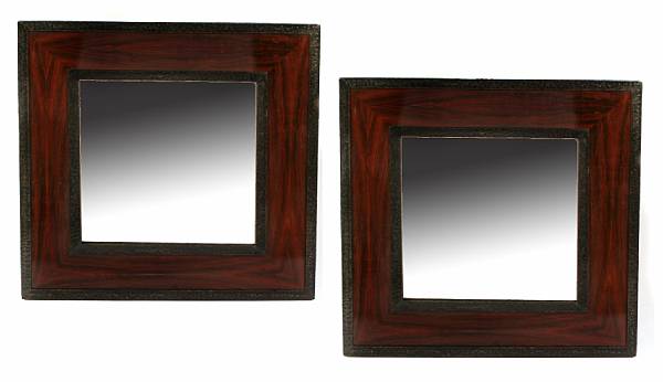 Appraisal: A pair of Art Deco style metal mounted mirrors height