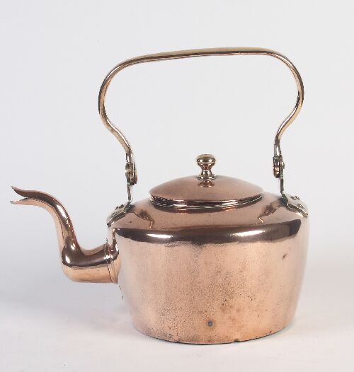 Appraisal: Three late th century copper kettles one oval one with