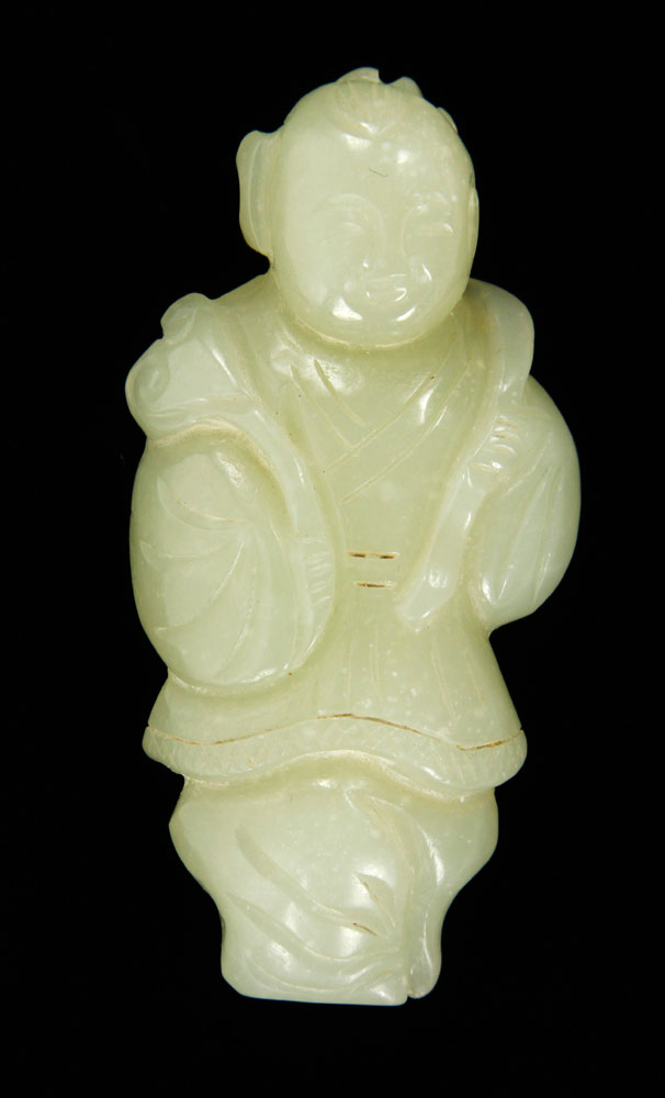 Appraisal: - Carved Jade Figure of a Boy Carved figure of