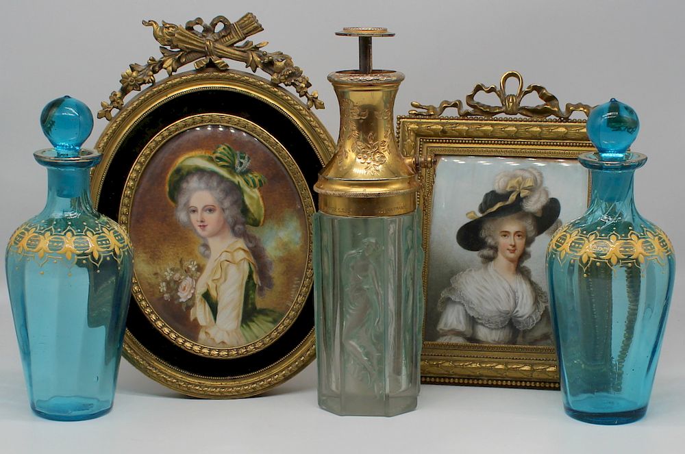 Appraisal: Assorted French Objets D'Art Includes a pair of antique blue