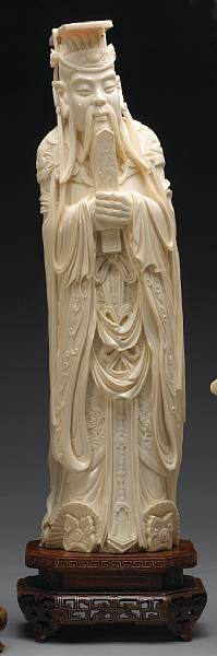 Appraisal: An ivory figure of Guandi th Century Portrayed with his