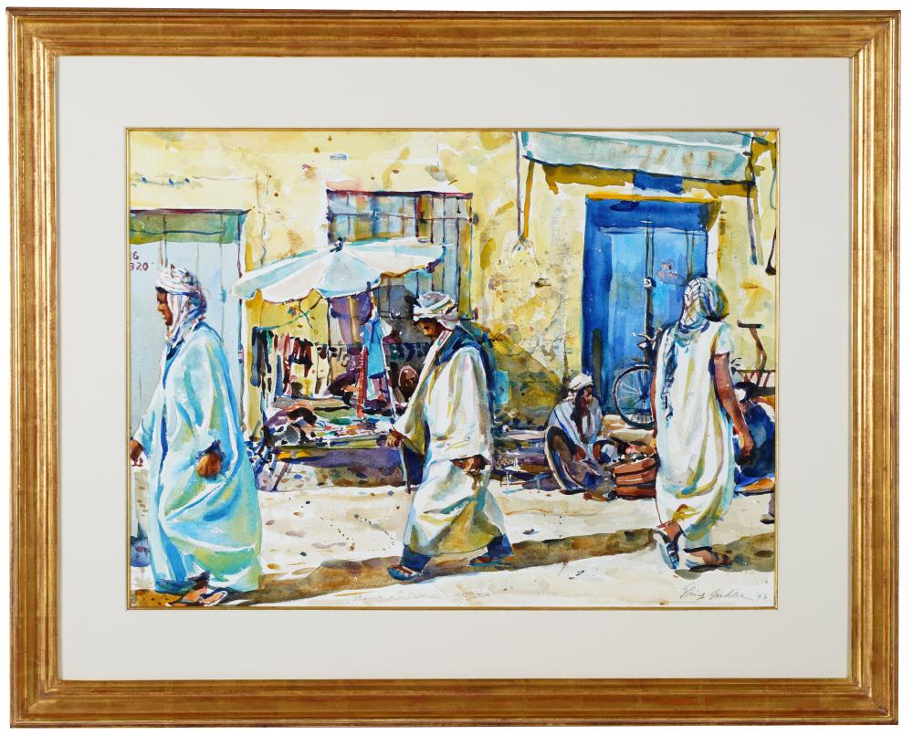 Appraisal: SHIRL GOEDIKE B THE MARKETPLACE EL OVED watercolor on paper