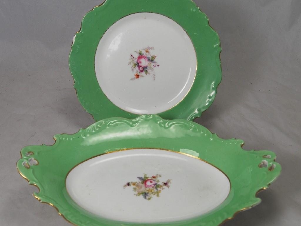 Appraisal: Victorian dessert service decorated with floral sprays and apple green