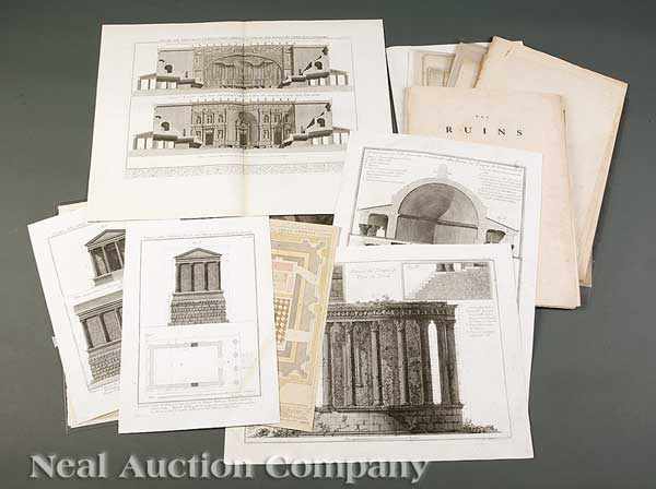 Appraisal: A Group of Sixty Antique Continental Architectural Etchings including Giovanni