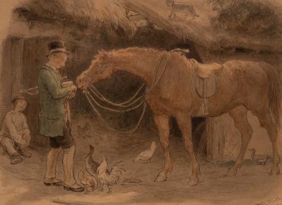 Appraisal: Lorenz Frolich - Young Man Feeding a Horse beside a