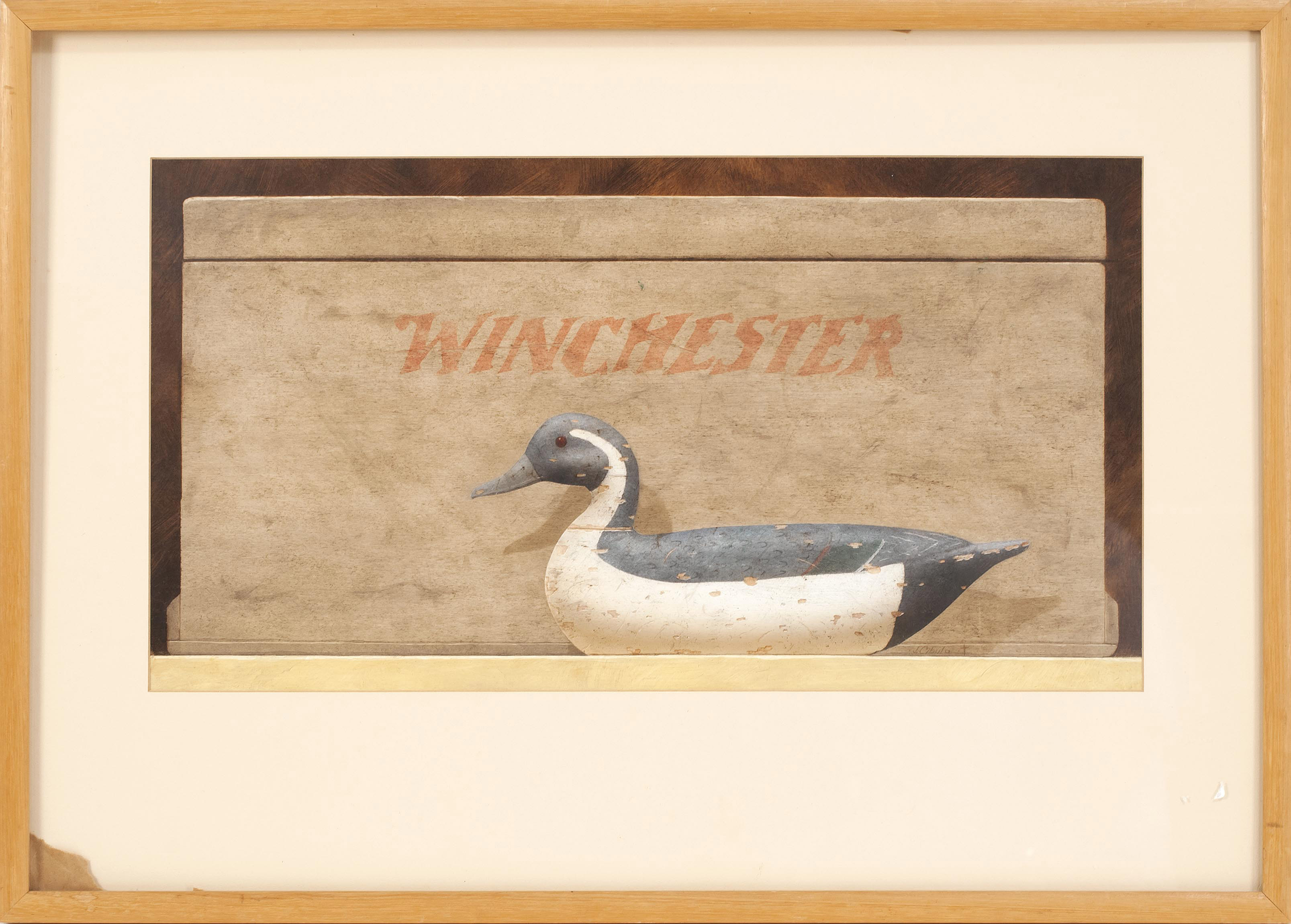 Appraisal: JOSEPH CIBULAAmerican b Pintail decoy in front of a Winchester