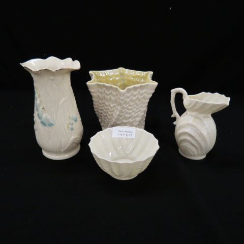 Appraisal: pcs Irish Belleek Porcelains vases creamer sugar all excellent tallest