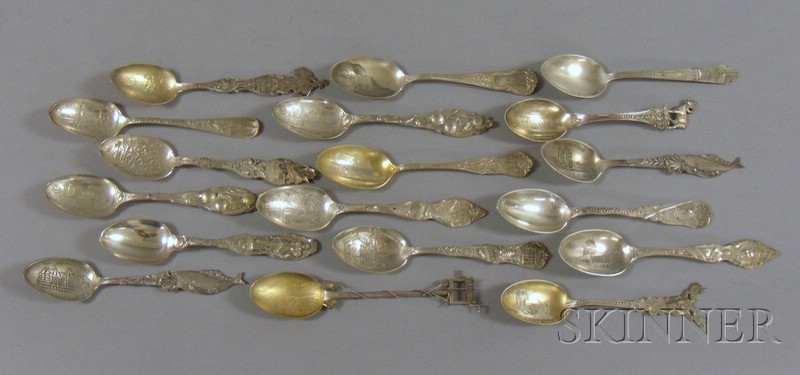 Appraisal: Approximately Eighteen Silver Souvenir Spoons Gorham Durgin etc approx troy