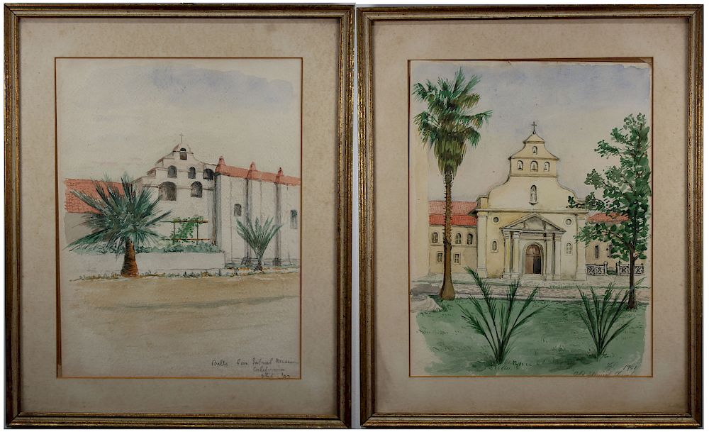 Appraisal: Signed JSS W C San Rafael Mission California Signed JSS