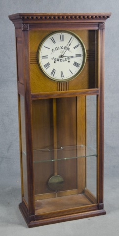 Appraisal: Oak-Case Advertising ClockFace reading F Dixon Jeweler Case has been