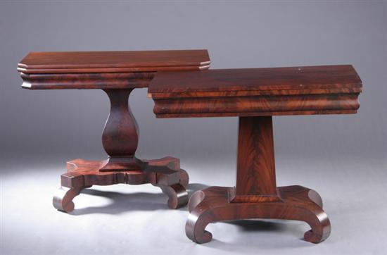 Appraisal: TWO AMERICAN EMPIRE PILLAR AND SCROLL MAHOGANY CARD TABLES -