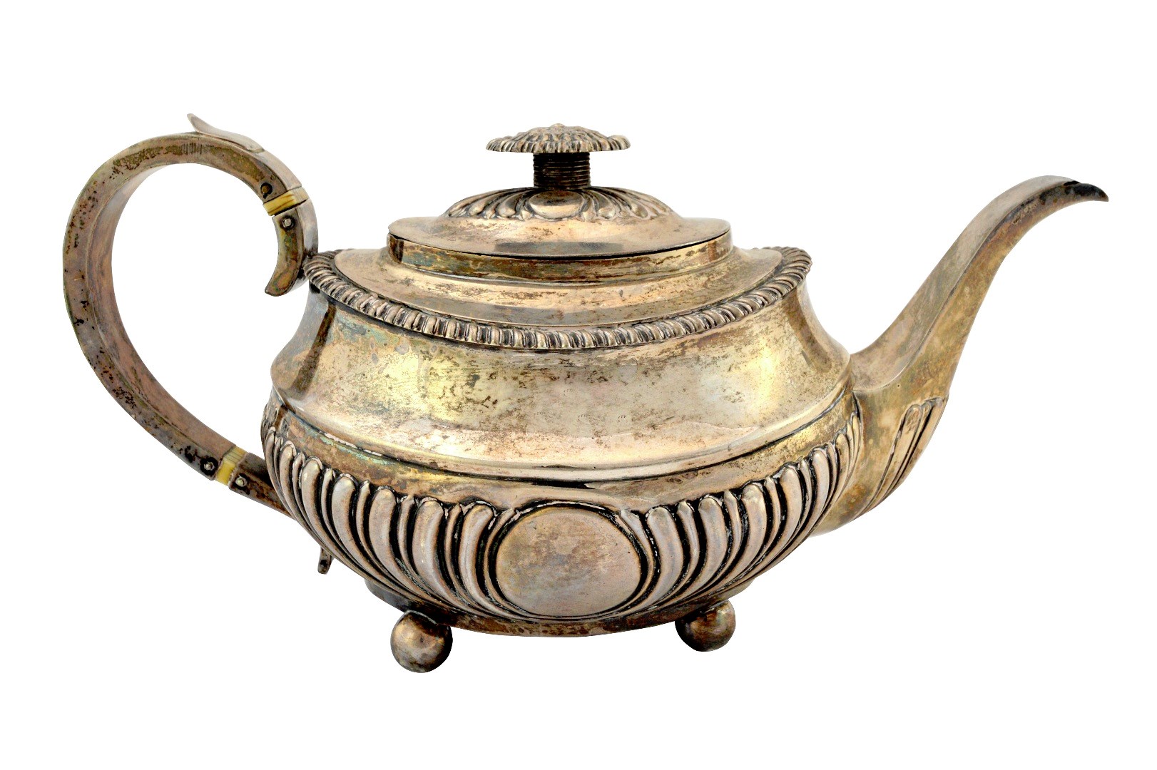 Appraisal: A George III silver teapot of rounded oval form having