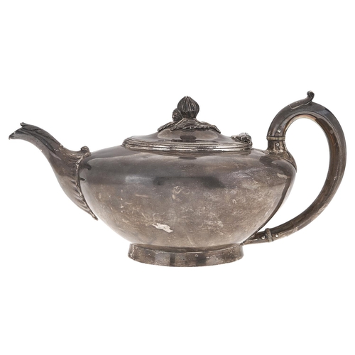 Appraisal: A William IV silver teapot the domed lid with melon