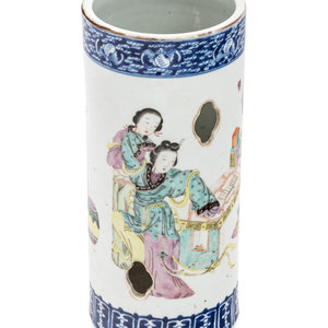 Appraisal: A Chinese Famille Rose Porcelain Hatstand the cylindrical body decorated