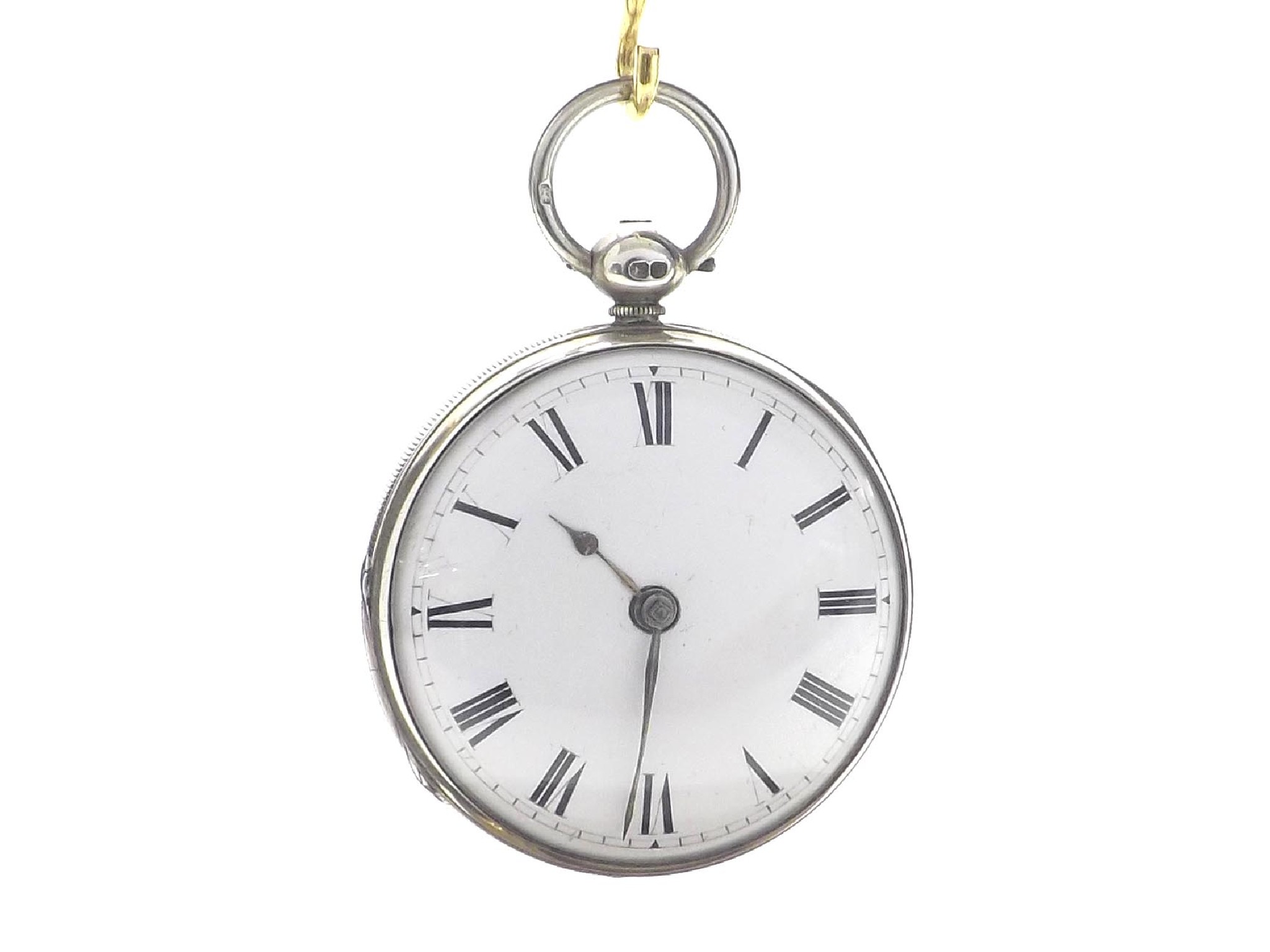 Appraisal: English silver verge pocket watch the gilded floral and engraved